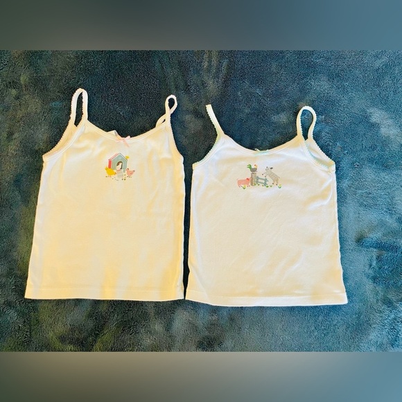 Mini boden spaghetti strap tops, bundle of 2, farm animals pattern size 7/8T - Picture 1 of 4